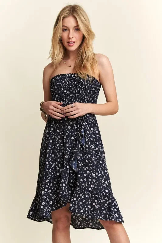 Smocked Floral Tube Dress with Pockets - Eva's Edition