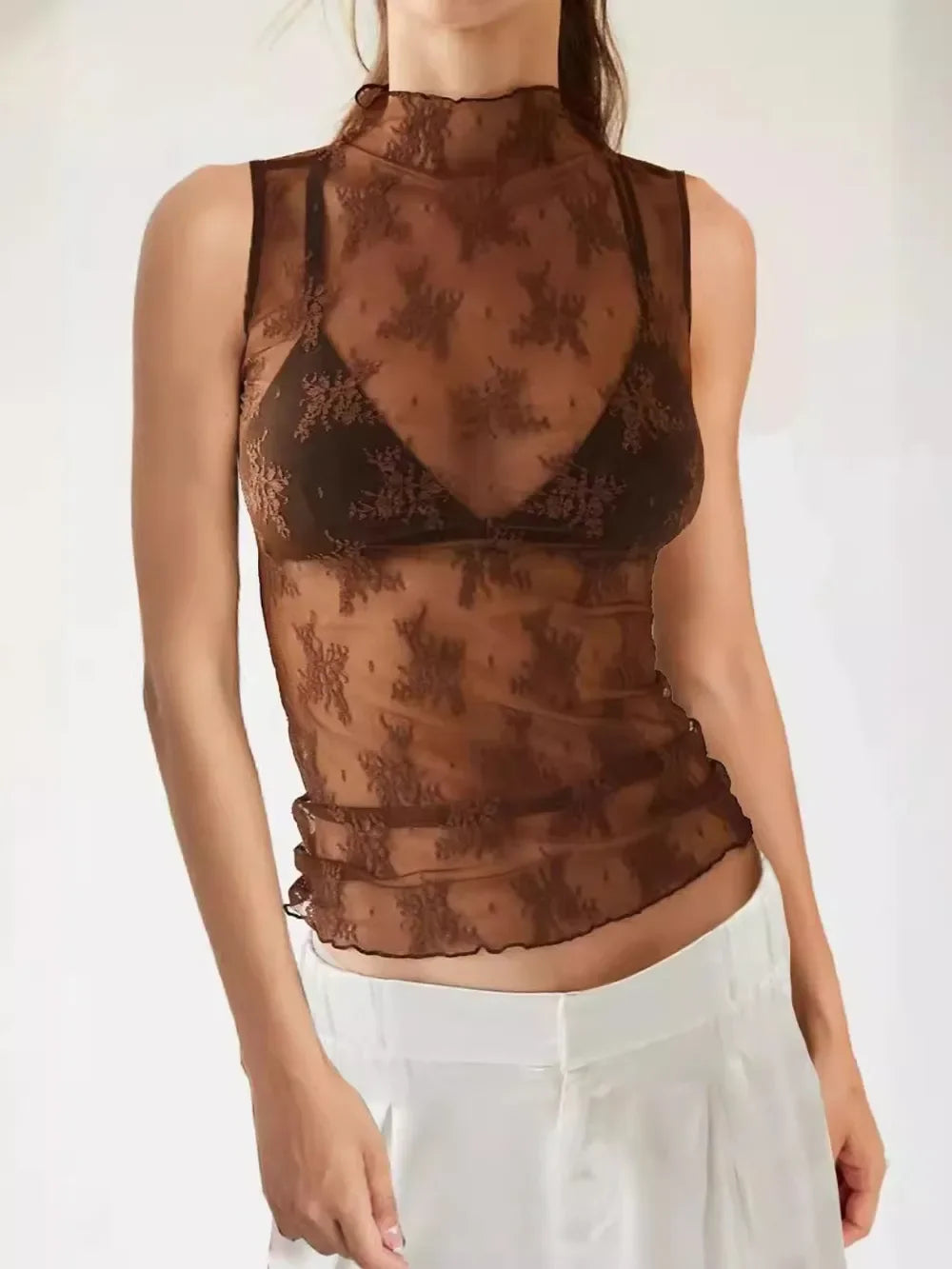 Lace Mock Neck Top - Eva's Edition