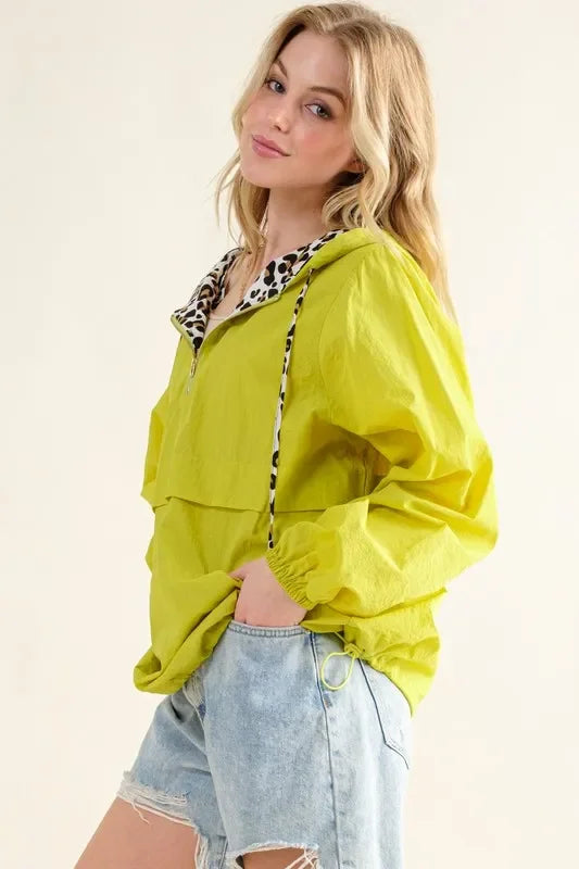 Leopard Print Hoodie Zipper Up Pocket Windbreaker - Eva's Edition