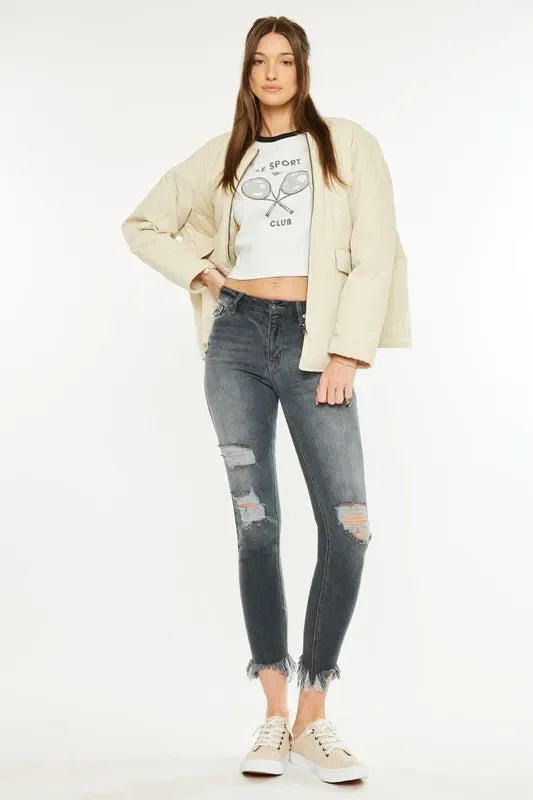High Rise Distressed Ankle Skinny Jeans - Eva's Edition