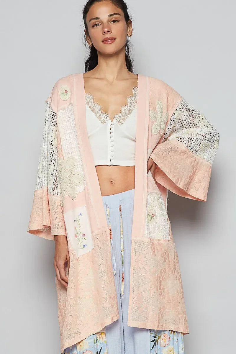 Double Gauze and Lace Mix Cardigan with Embroidered Detail - Eva's Edition