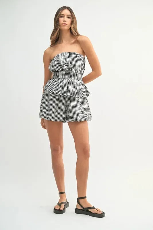 Gingham Tube Top and Shorts Set - Eva's Edition