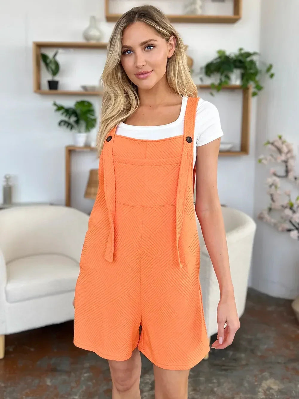 Double Take Full Size Texture Sleeveless Romper - Eva's Edition