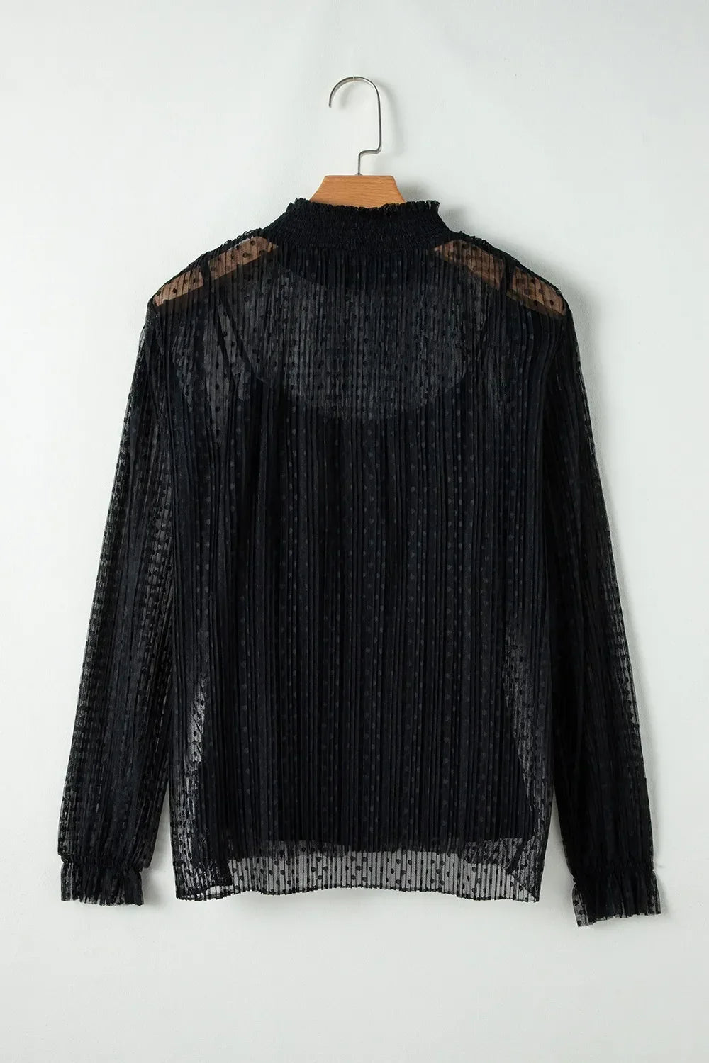 cami and Lace Sheer Mock Neck Long Sleeve Blouse - Eva's Edition
