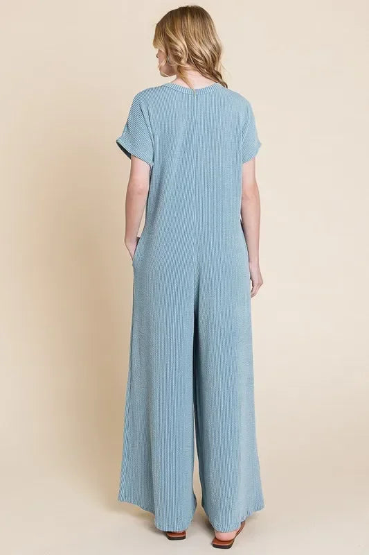 Rib Knit Jumpsuit with Button Detail - Eva's Edition