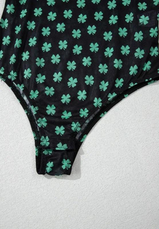 Lucky Clover Mock Neck Long Sleeve Bodysuit - Eva's Edition
