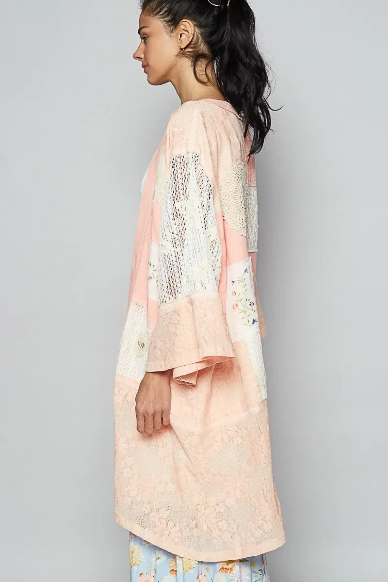 Double Gauze and Lace Mix Cardigan with Embroidered Detail - Eva's Edition