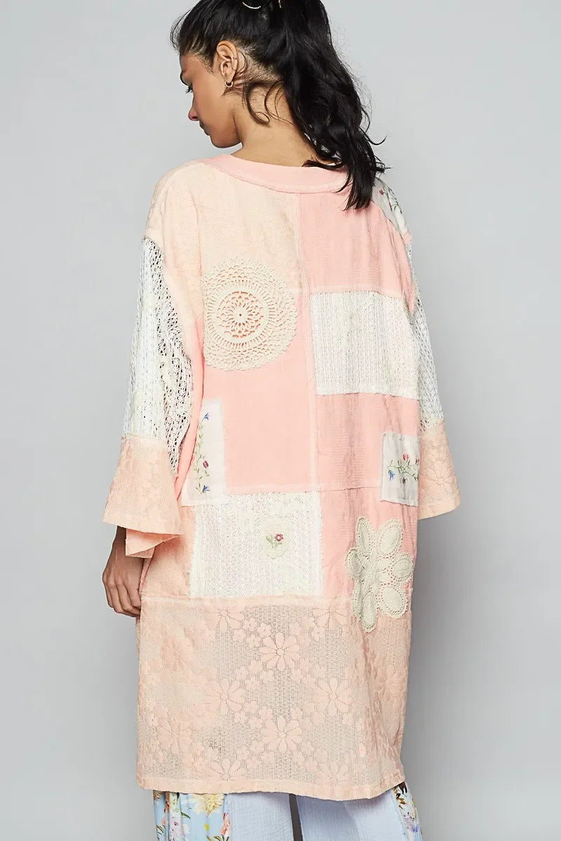 Double Gauze and Lace Mix Cardigan with Embroidered Detail - Eva's Edition