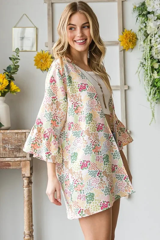 Multi Color Floral Open Cardigan Plus Size - Eva's Edition