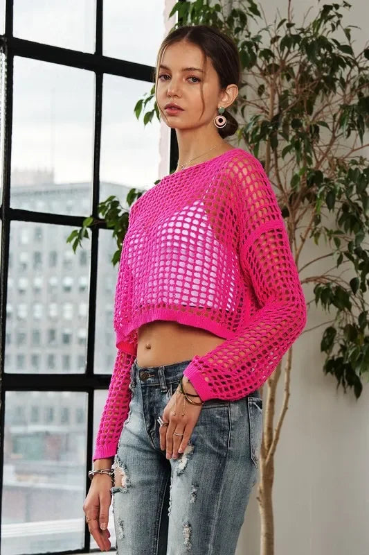 Drop Shoulder Crochet Crop Top - Eva's Edition