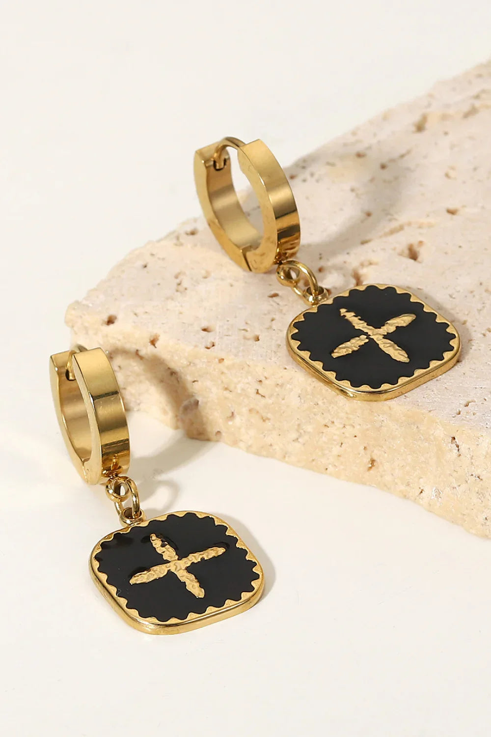 Plus Sign Square Shape Drop Earrings - Eva's Edition