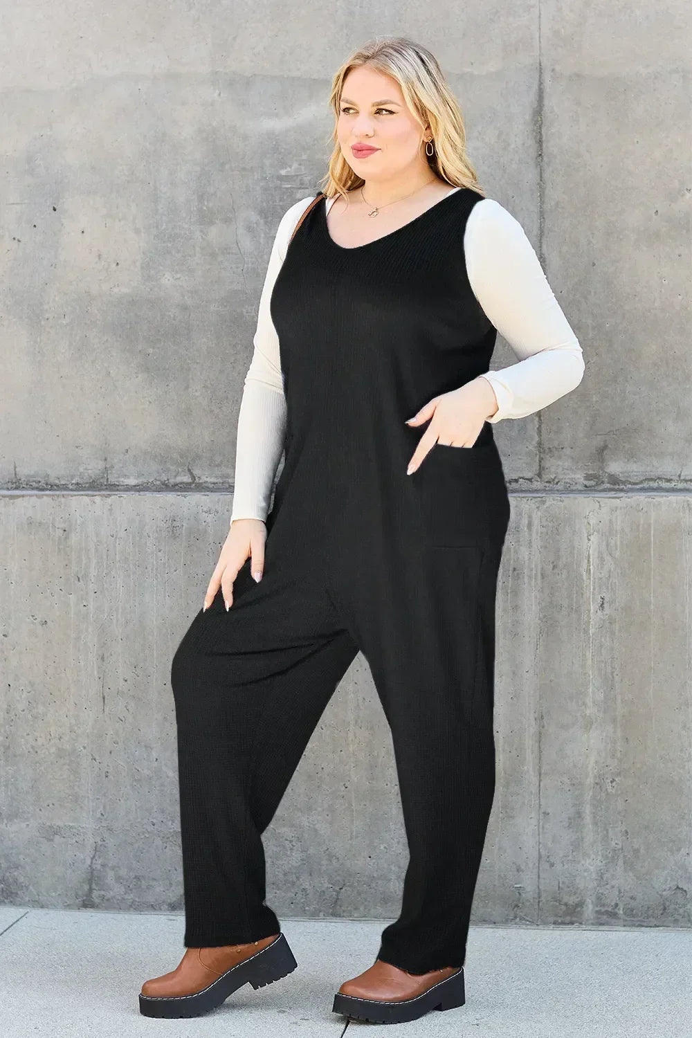 Double Take Full Size Sleeveless Straight Jumpsuit - Eva's Edition