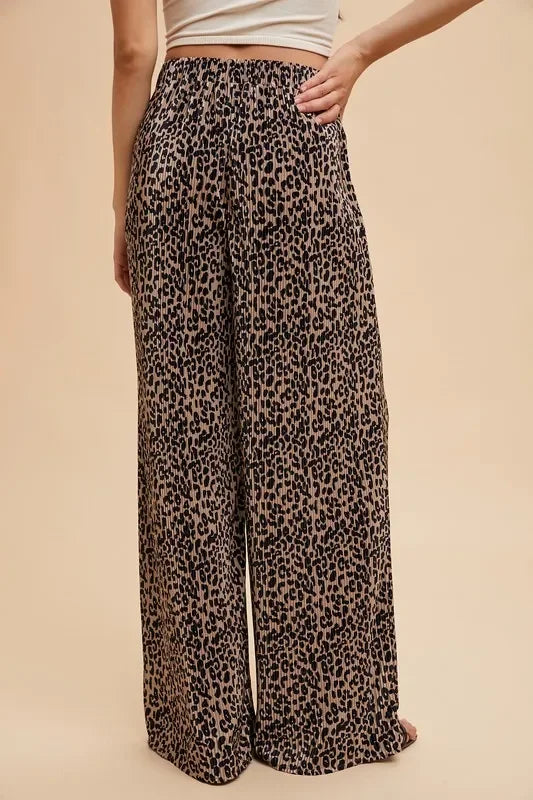 Leopard Plisse Lounge Wide Pants - Eva's Edition