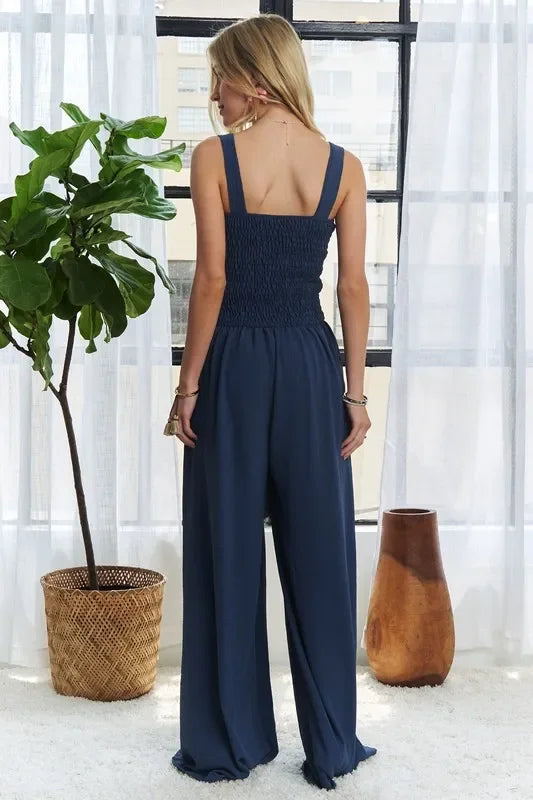 Smocking Top Wide Leg Jumpsuit - Eva's Edition