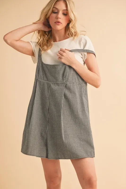 Plaid Square Neck Romper - Eva's Edition