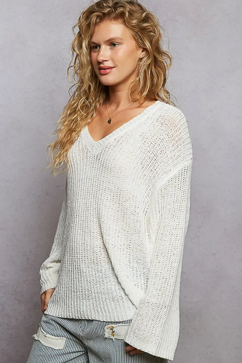 Oversized V-Neck Knit Top - Eva's Edition