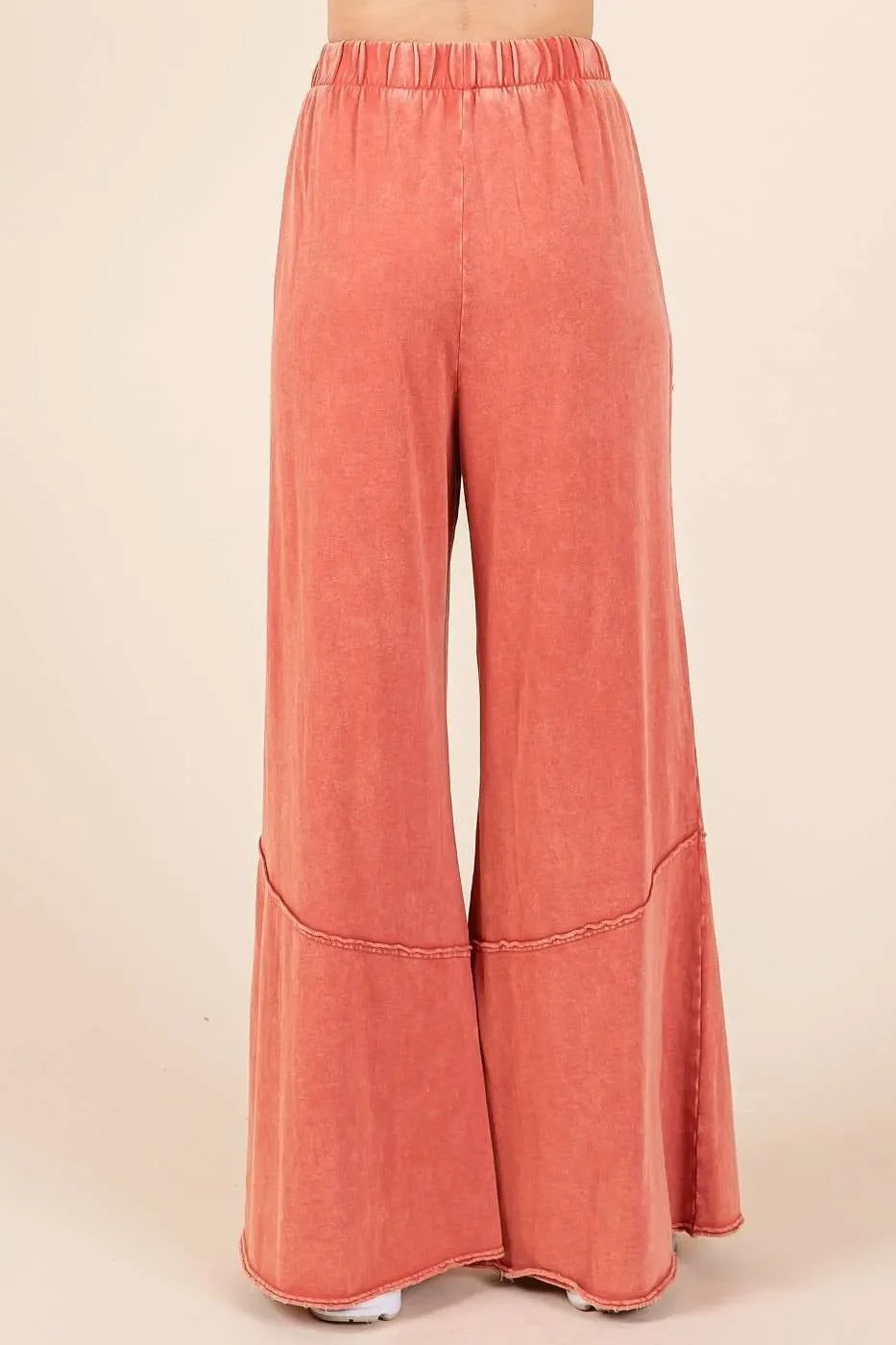 Mineral Wash Wide Flared Leg Pants - Eva's Edition