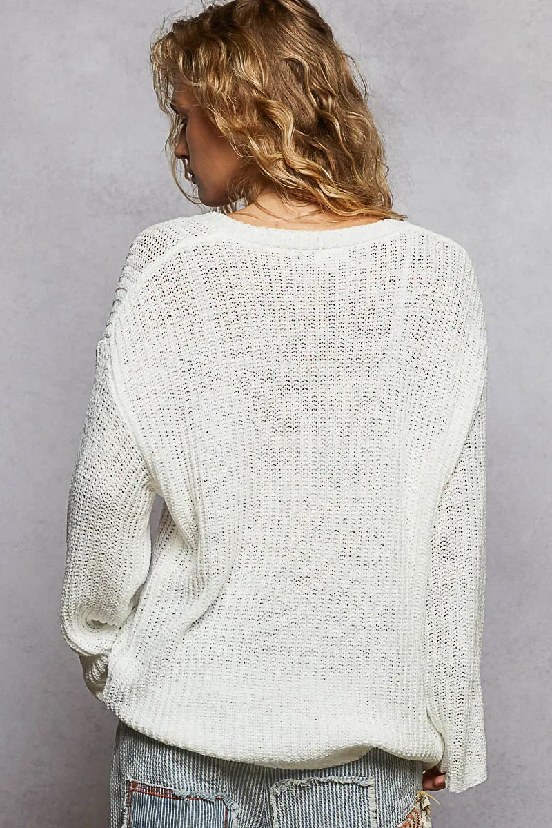 Oversized V-Neck Knit Top - Eva's Edition