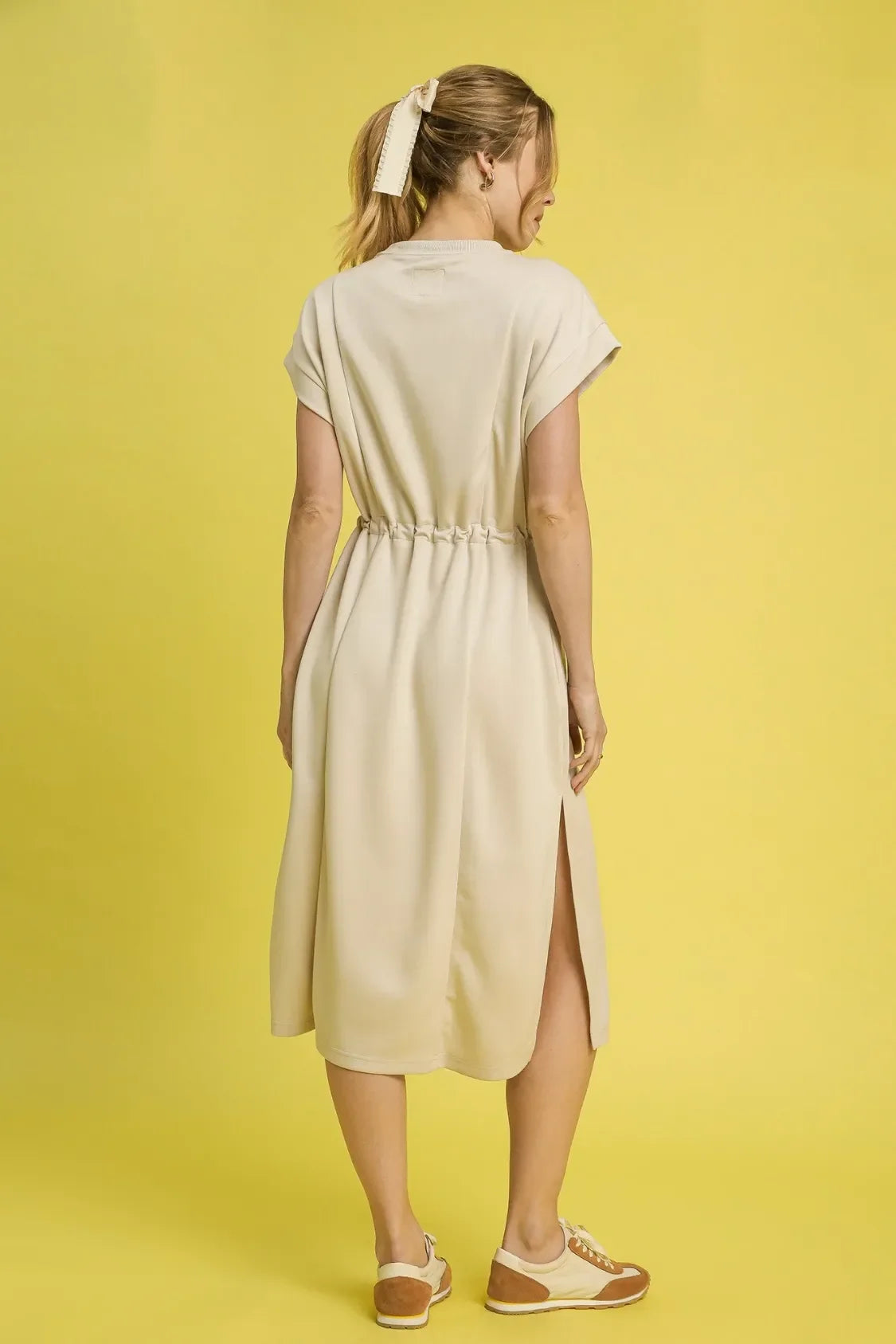 Side Slit Short Sleeve Midi Tee Dress - Eva's Edition