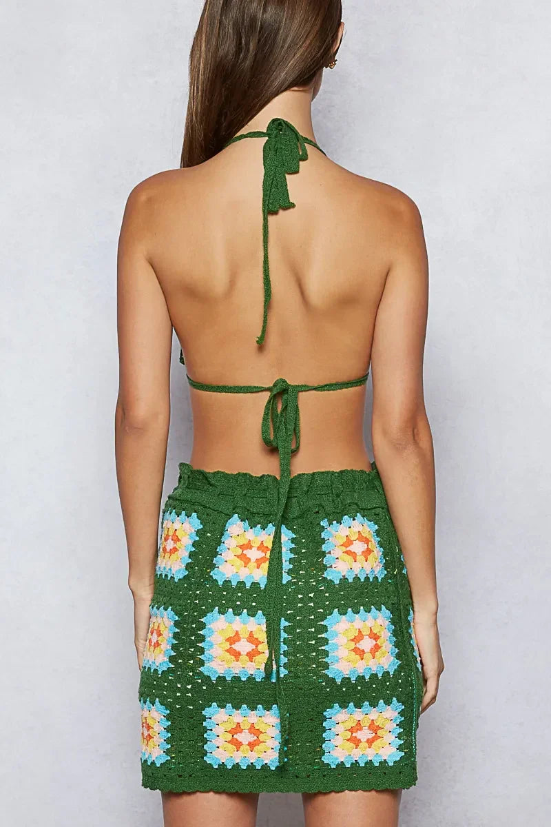 Halter Neck Cami and Skirt Sweater Set - Eva's Edition