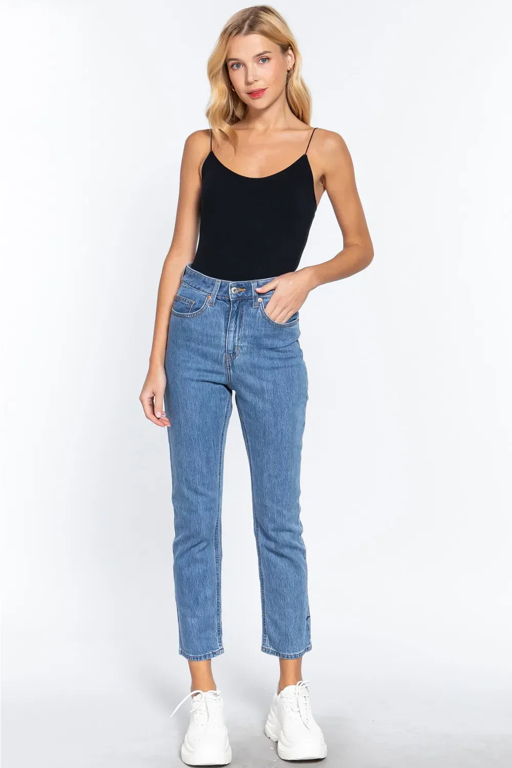 ACTIVE BASIC Ribbed Round Neck Seamless Cami Bodysuit - Eva's Edition