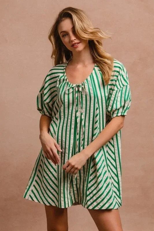 Puffy Sleeves Romper with Back Button Closure - Eva's Edition