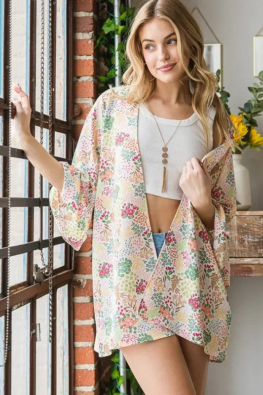 Multi Color Floral Open Cardigan Plus Size - Eva's Edition
