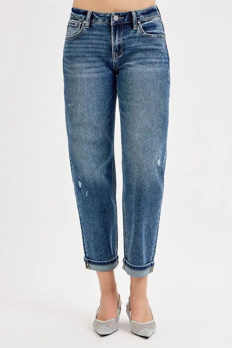 Low Rise Crop Boyfriend Jeans Plus Size - Eva's Edition