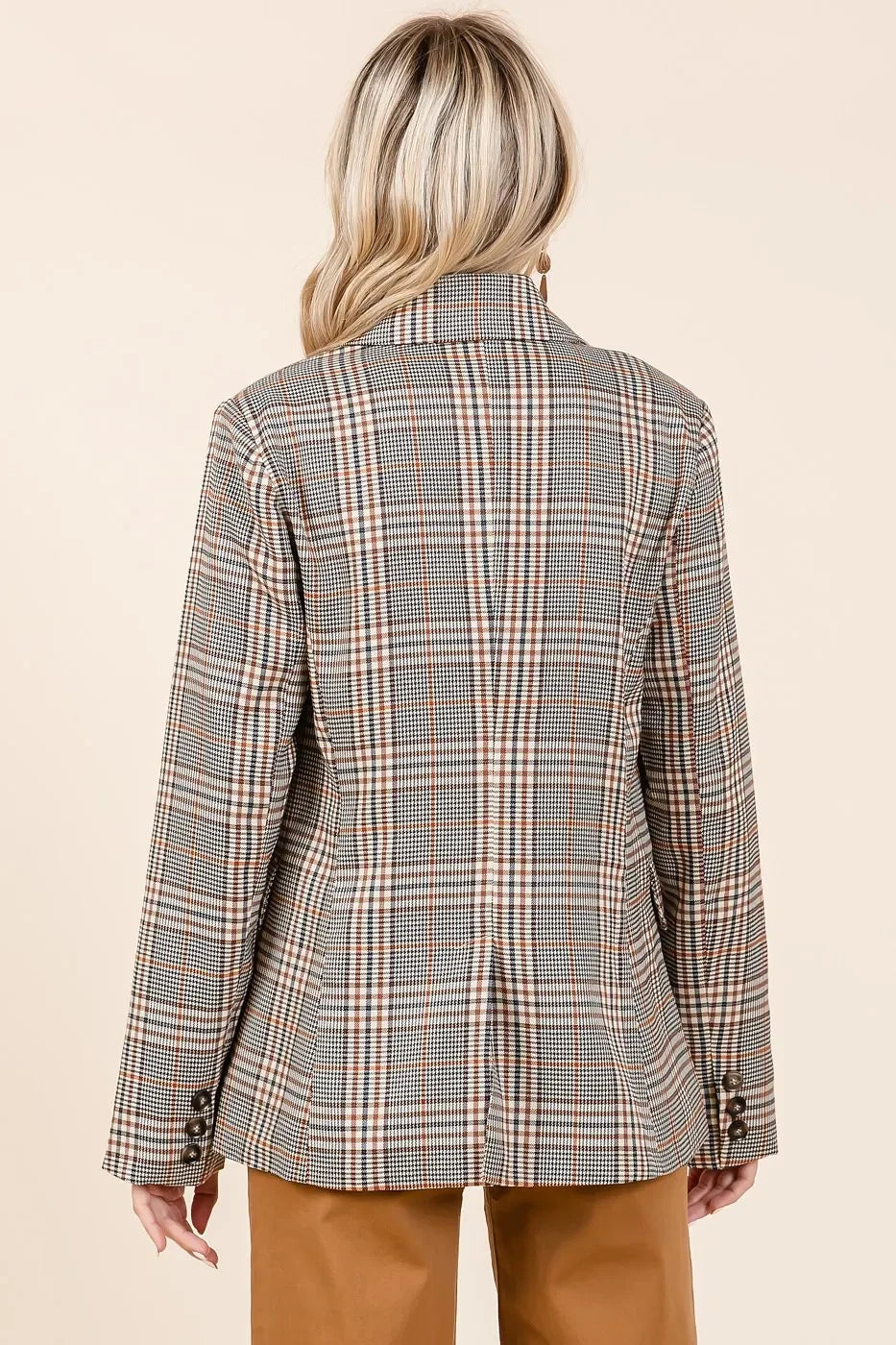 Plaid Double Breasted Relaxed Fit Blazer - Eva's Edition