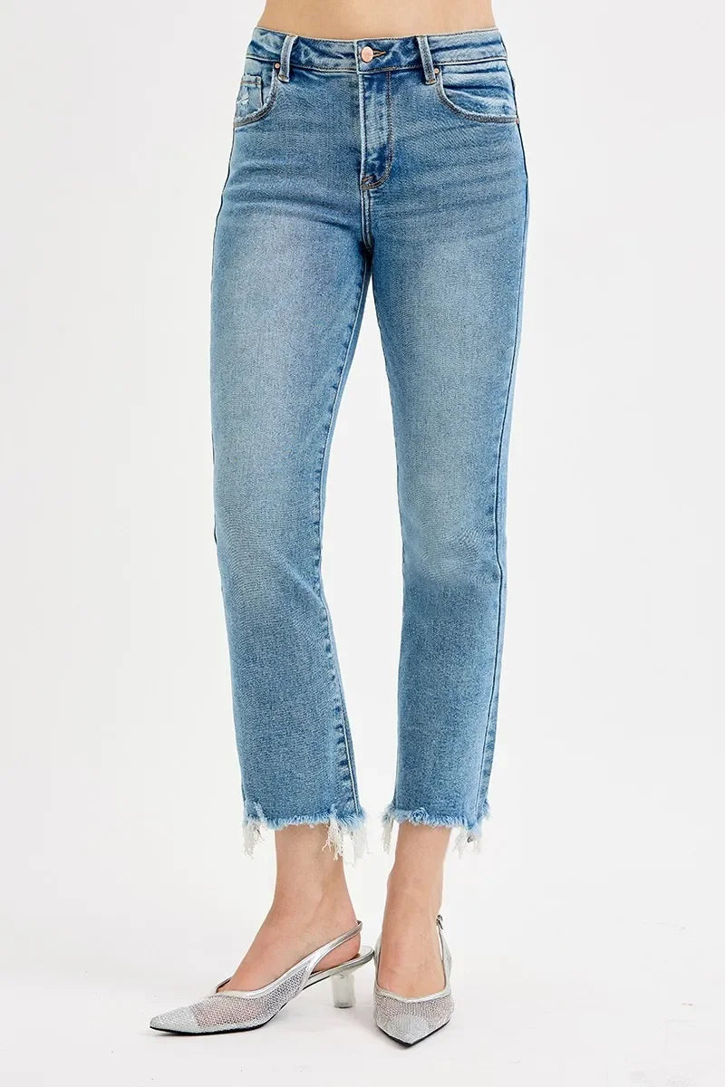 High Rise Crop Straight Slim Jeans Plus Size - Eva's Edition