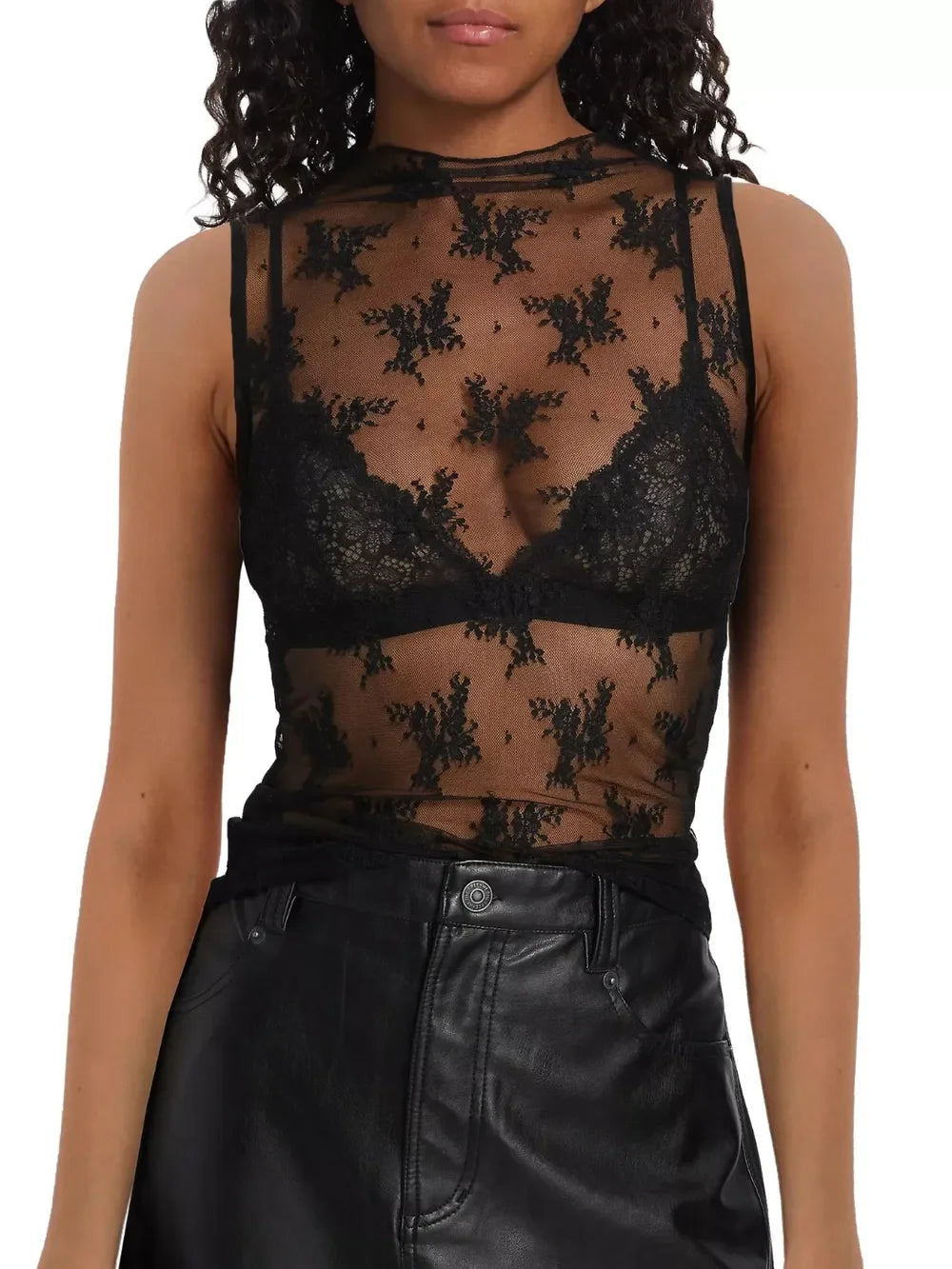 Lace Mock Neck Top - Eva's Edition