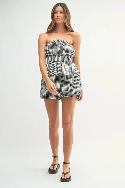 Gingham Tube Top and Shorts Set - Eva's Edition