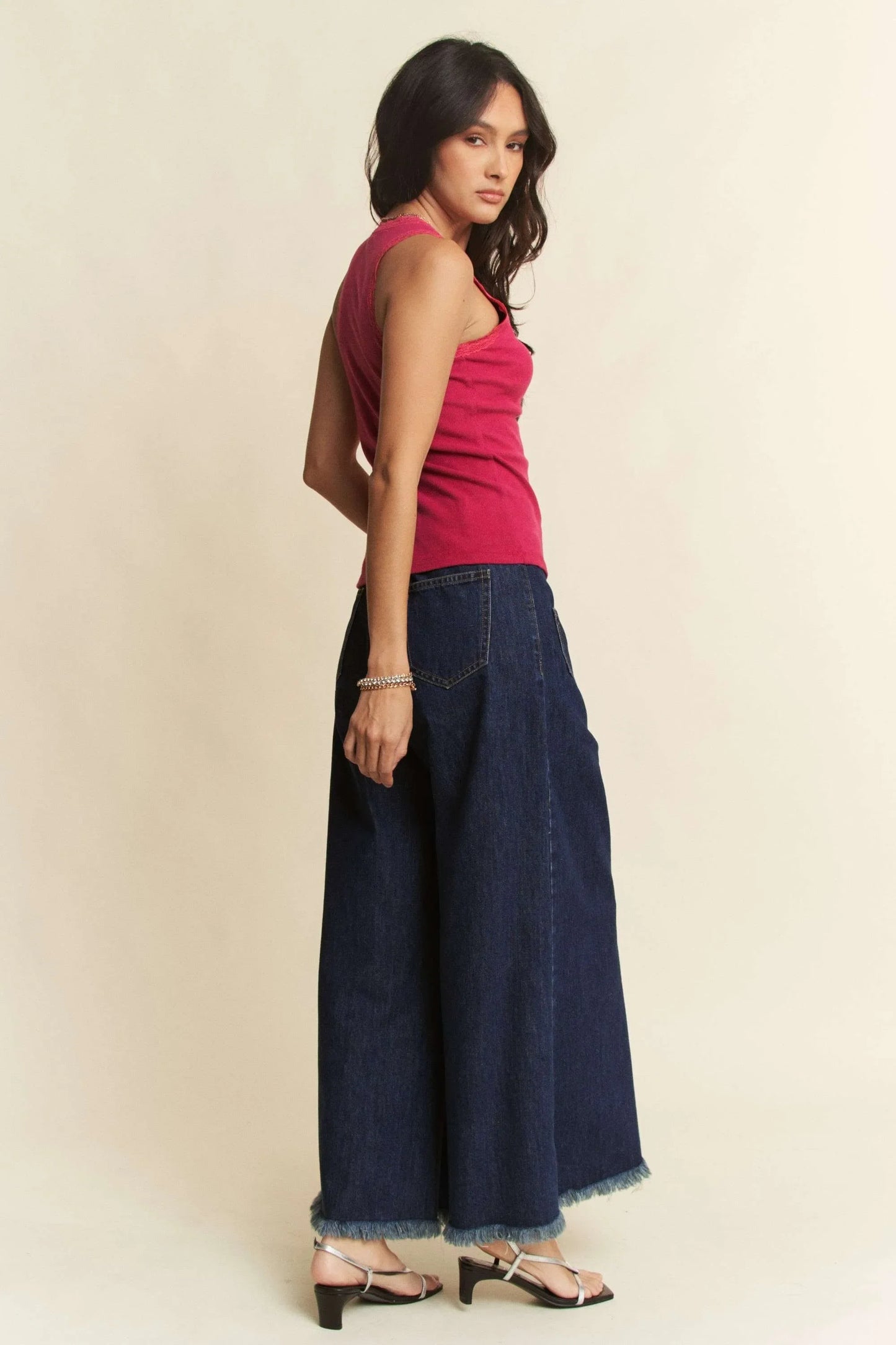 Patch Pocket Wide Leg Culotte Jeans - Eva's Edition