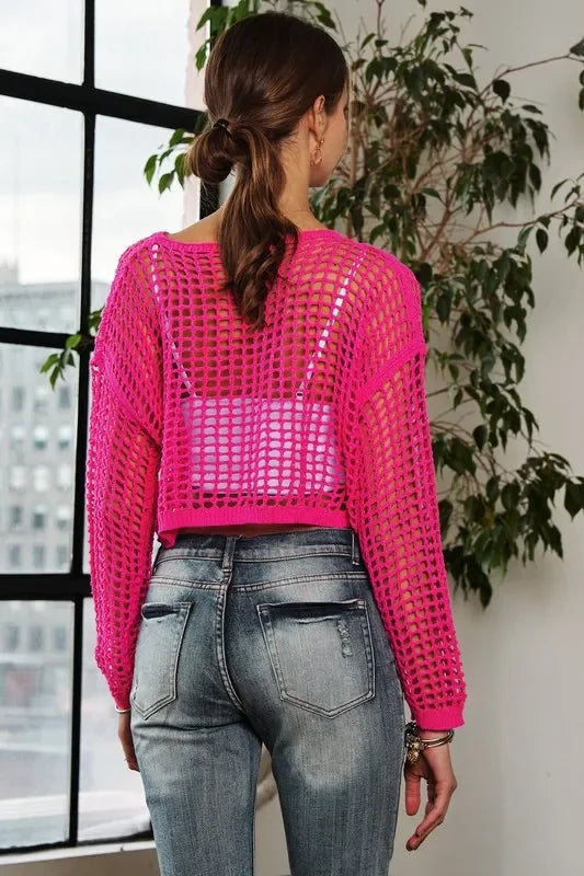 Drop Shoulder Crochet Crop Top - Eva's Edition