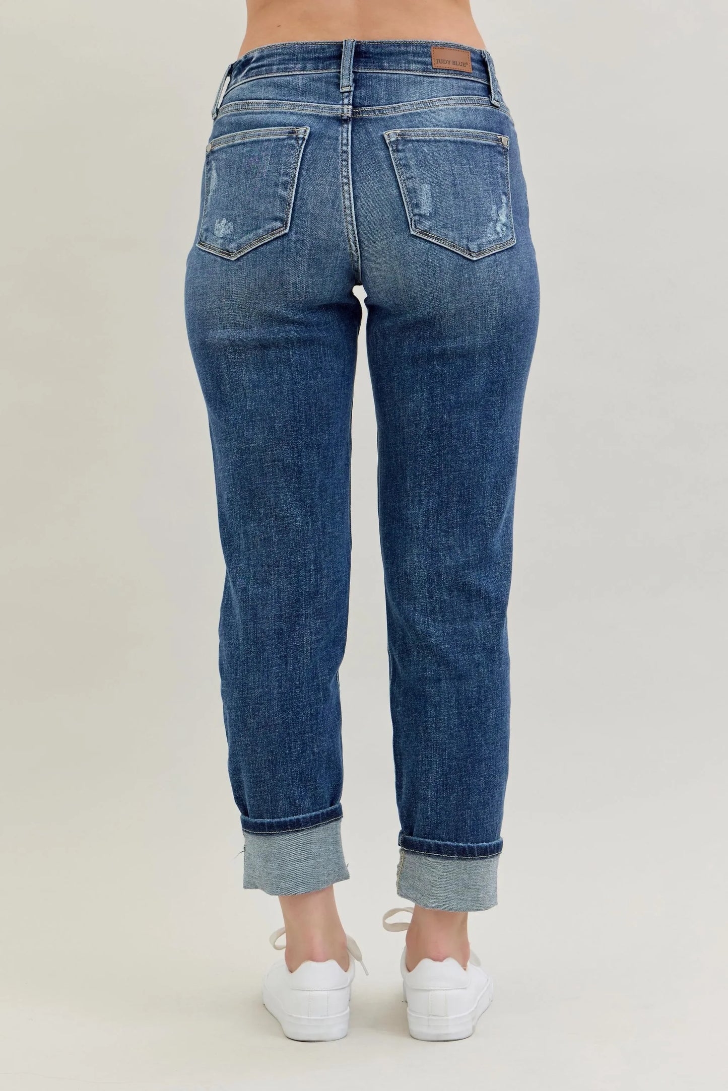 Mid Rise Cuffed Destroy Bf Jeans Plus Size - Eva's Edition