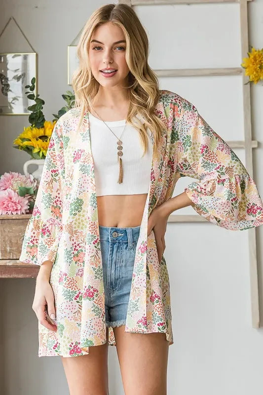 Multi Color Floral Open Cardigan Plus Size - Eva's Edition