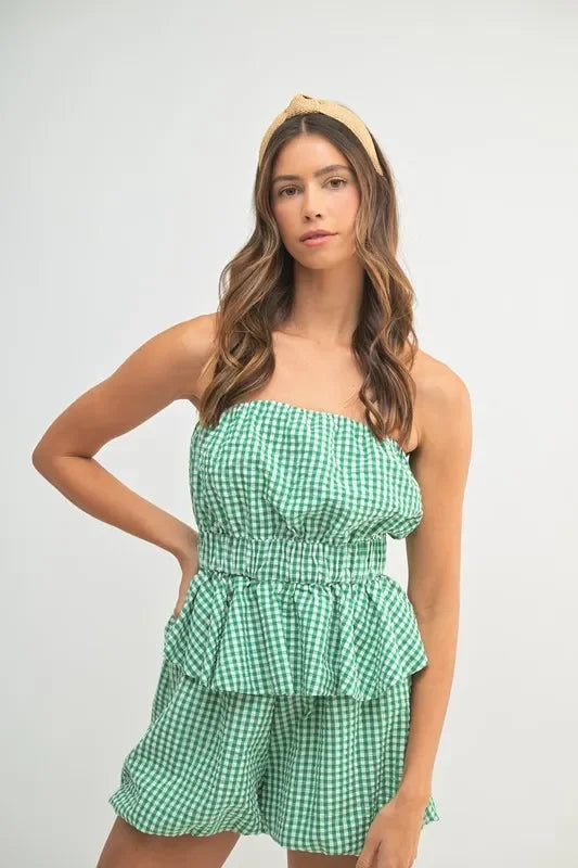 Gingham Tube Top and Shorts Set - Eva's Edition