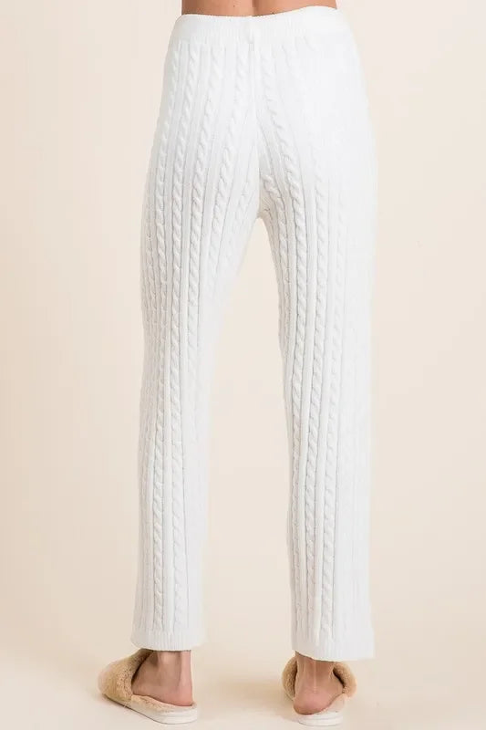 Cable-Knit High Waist Sweater Pants - Eva's Edition