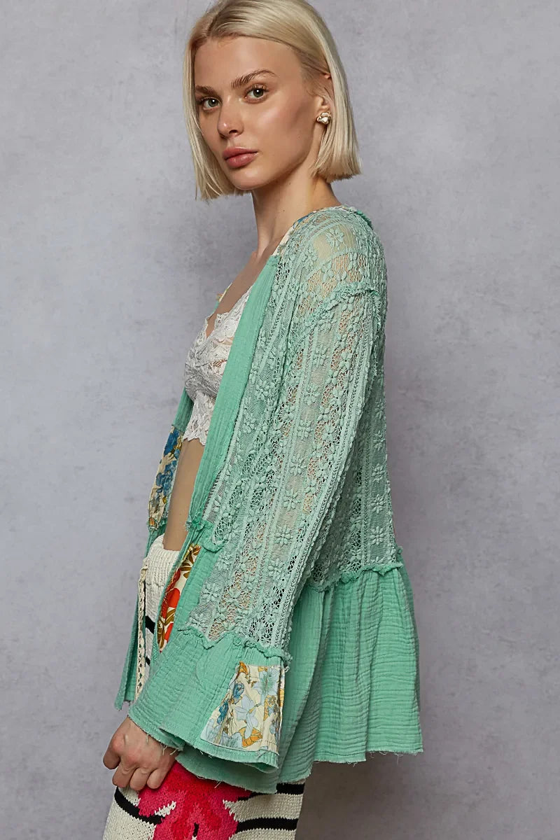 Ruffled Hem Open Front Cardigan - Eva's Edition