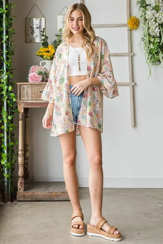 Multi Color Floral Open Cardigan Plus Size - Eva's Edition