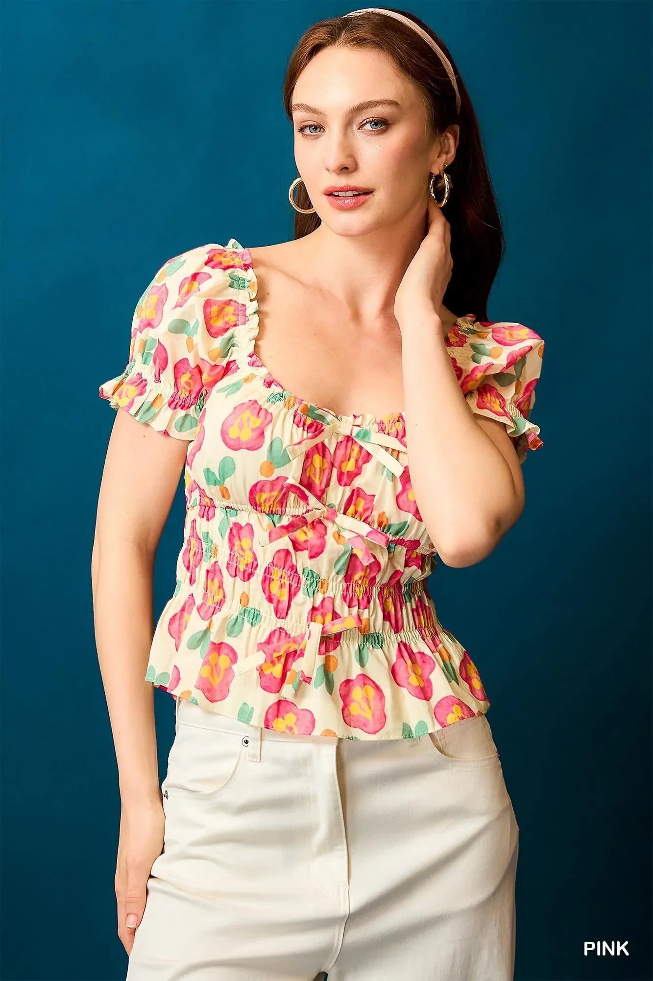 Floral Smocked Peplum Blouse - Eva's Edition