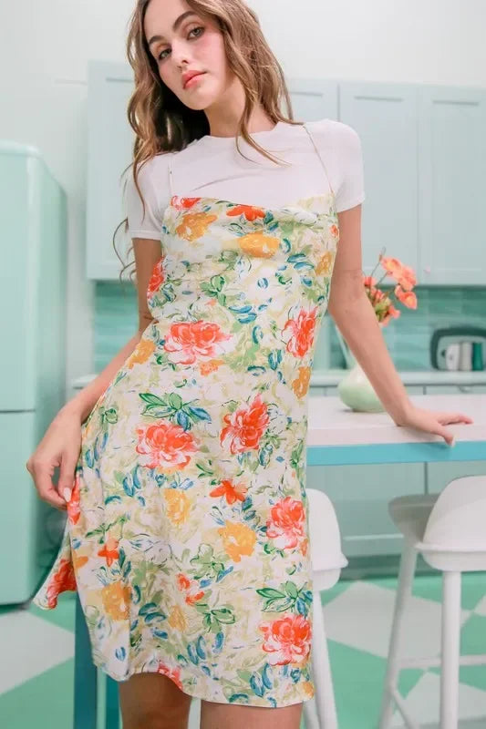 Cowl Neck Flirty Satin Mini Dress - Eva's Edition