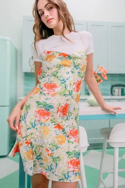 Cowl Neck Flirty Satin Mini Dress - Eva's Edition