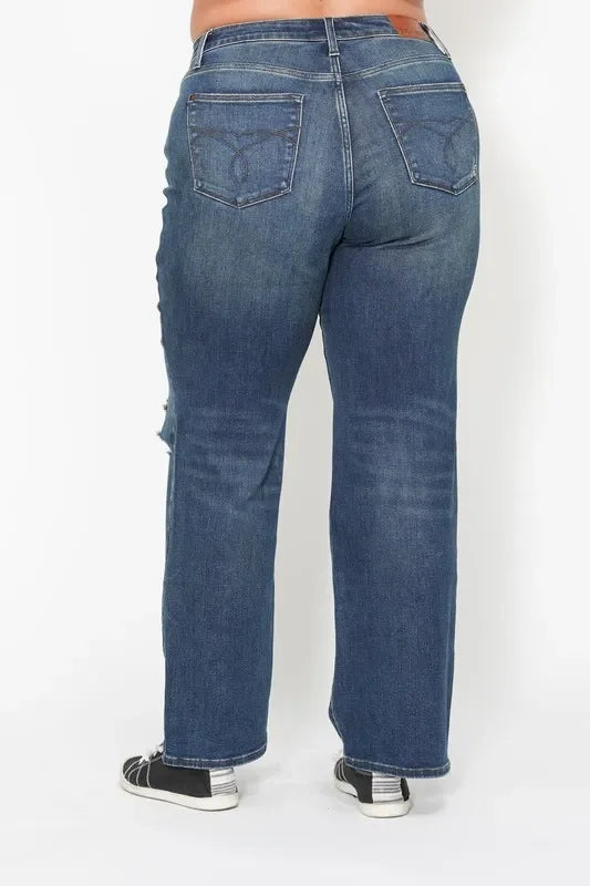 Ripped Knee Dad Jeans Plus Size - Eva's Edition