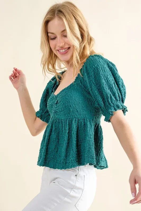 Lovely Textured and Smocked Top - Eva's Edition