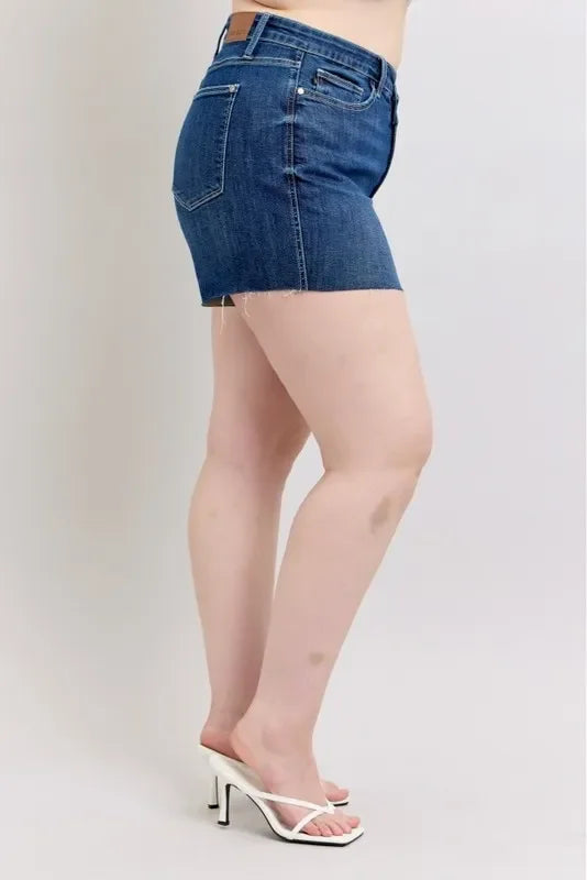 High Waist Criss-Cross Waistband Denim Shorts - Eva's Edition