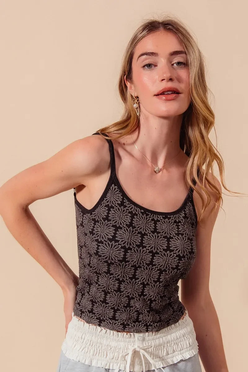 Two Tone Floral Seamless Tank Top - Eva's Edition