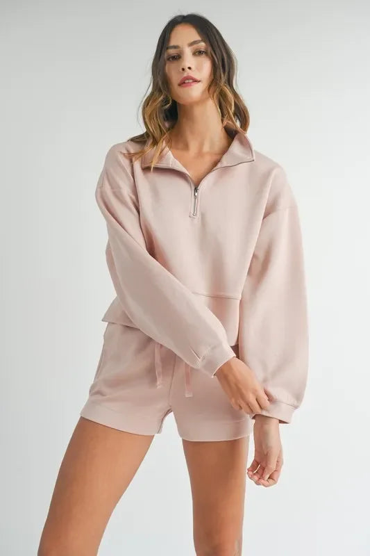 Half Zip Sweatshirt and Shorts Set - Eva's Edition