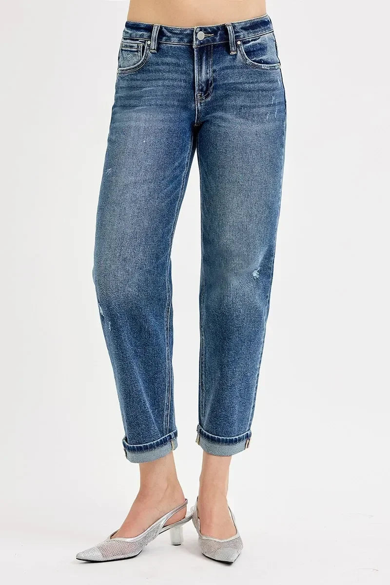 Low Rise Crop Boyfriend Jeans Plus Size - Eva's Edition