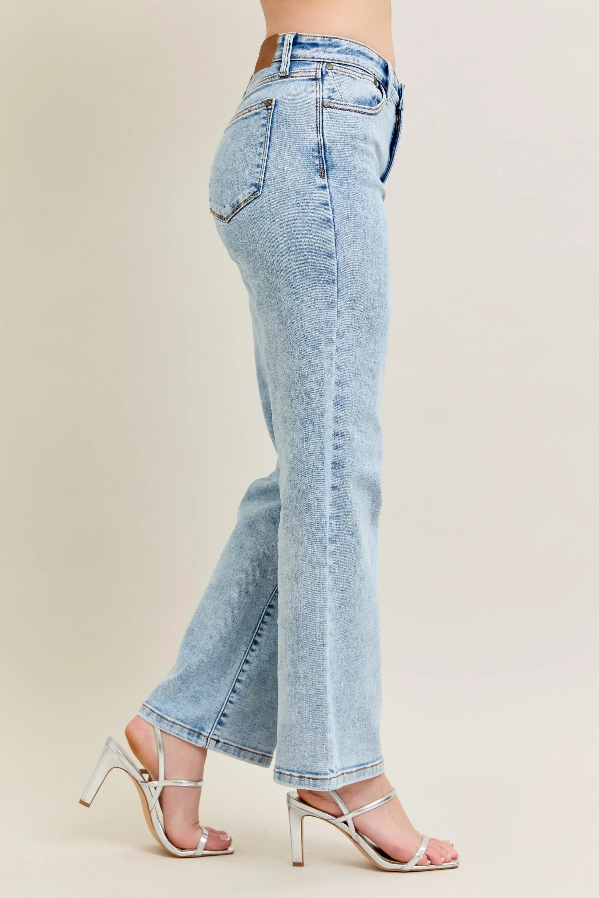 High Waist Stone Wash Straight Jeans - Eva's Edition
